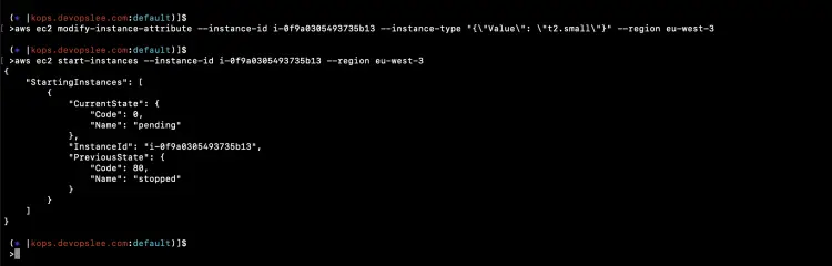 Изменение типа экземпляра в консоли EC2
