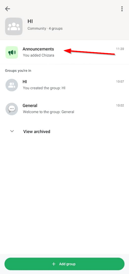 Группа объявлений в сообществе