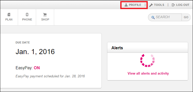 Изображение: панель профиля в учётной записи T‑Mobile