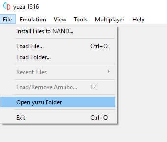 Папка Yuzu с файлами ключей и конфигурацией