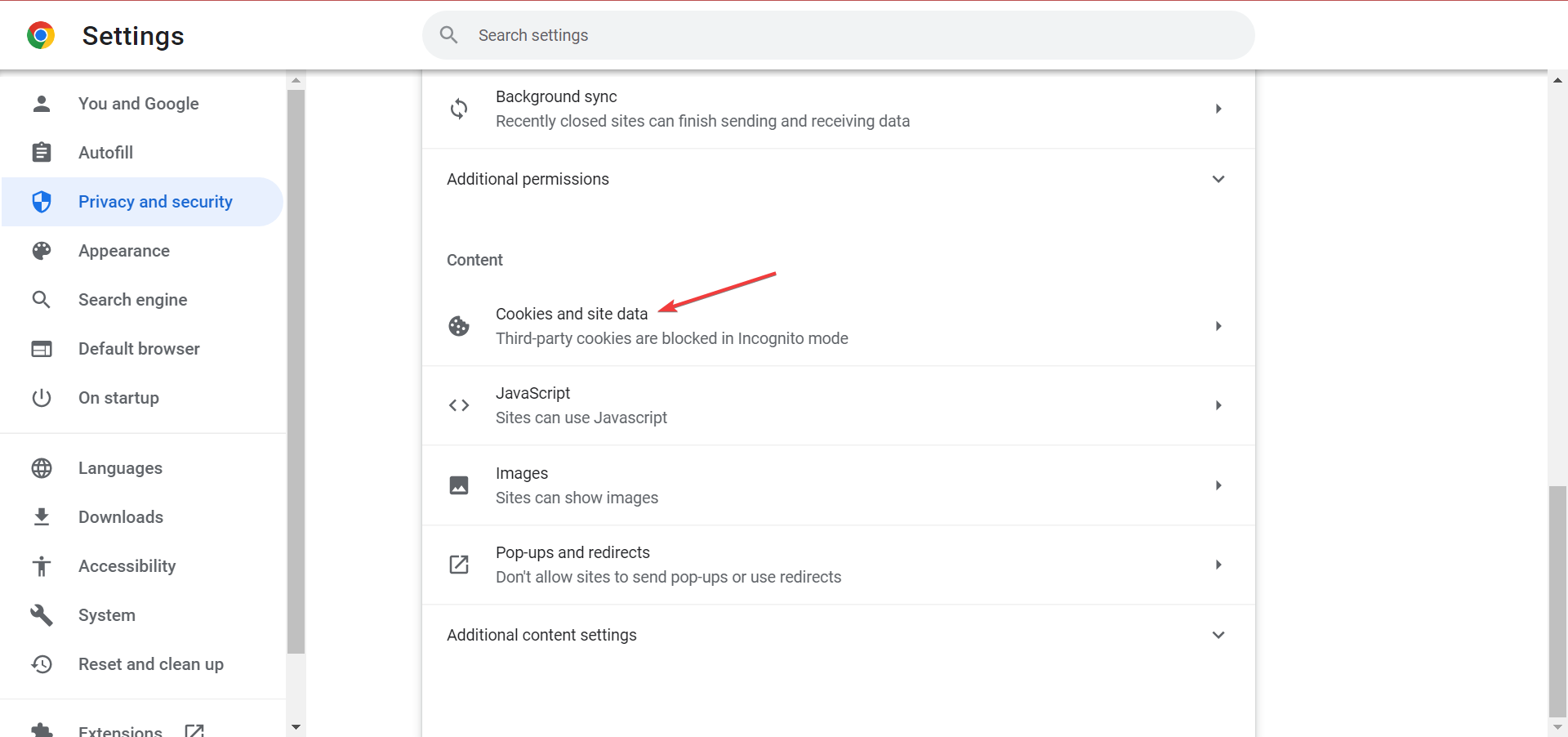 Настройки cookie в Chrome