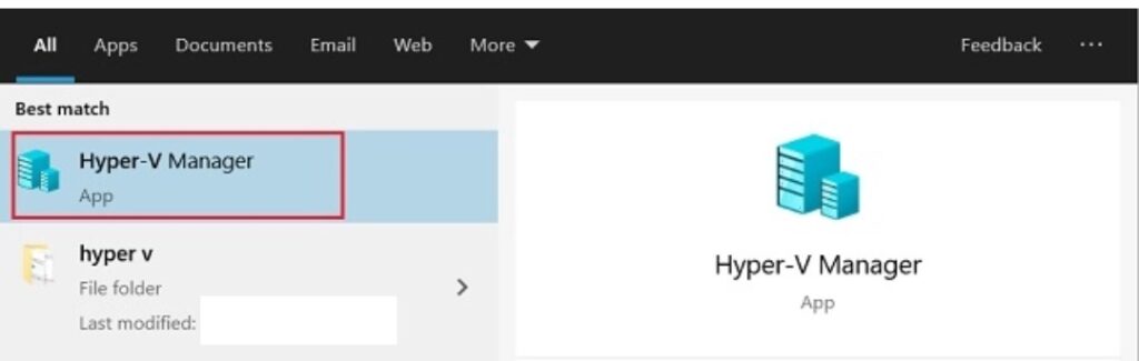 Окно Hyper-V Manager после установки