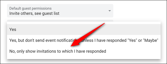 Опция отключения автоматического добавления приглашений в Google Календаре