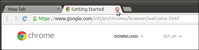 Кнопка закрытия вкладки Chrome