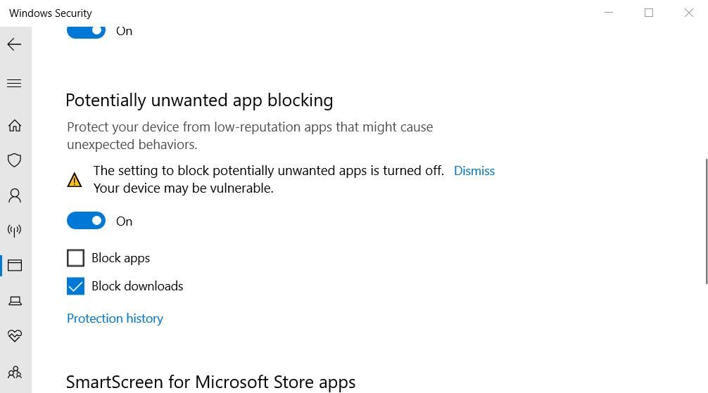 Флажок «Блокировать приложения»