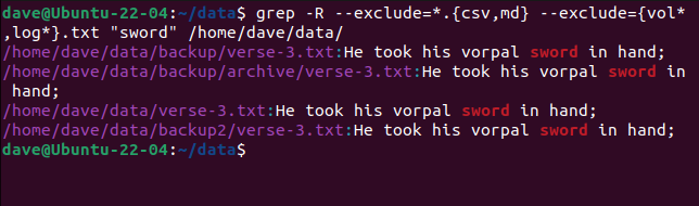 Использование нескольких опций --exclude и групп имен файлов