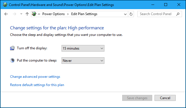 Параметры питания Windows: выбор времени перехода в спящий режим