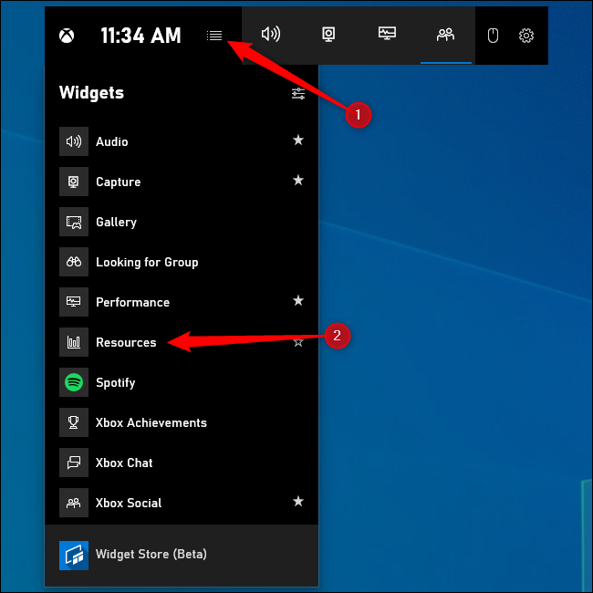 Resources в Game Bar Windows 10 — руководство