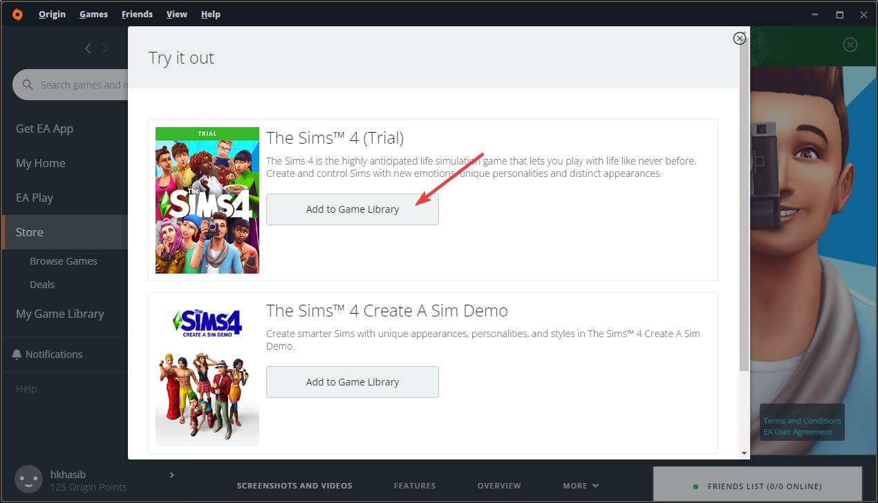 Добавление The Sims 4 в библиотеку Origin