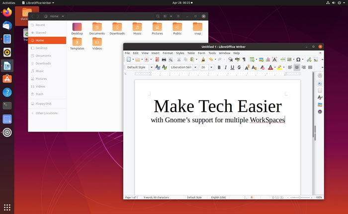 Организация окон между рабочими столами в GNOME