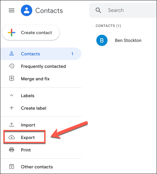 In the Google Contacts menu, press the 