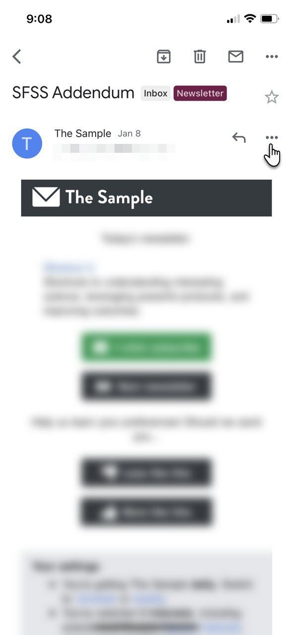 Блокировка контактов Gmail в iOS: экран подтверждения блокировки