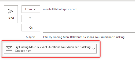 Прикреплённое письмо в новом сообщении