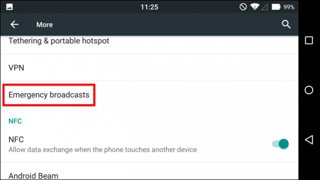 Экран выбора типов экстренных оповещений на Android