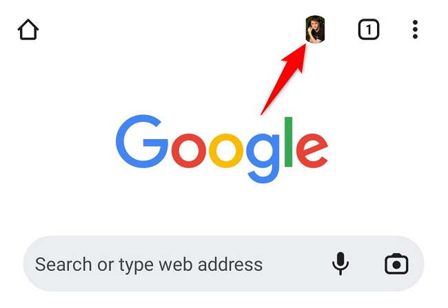 Иконка профиля в правом верхнем углу приложения Chrome на Android