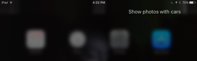 Siri показывает результаты поиска фотографий с машинами