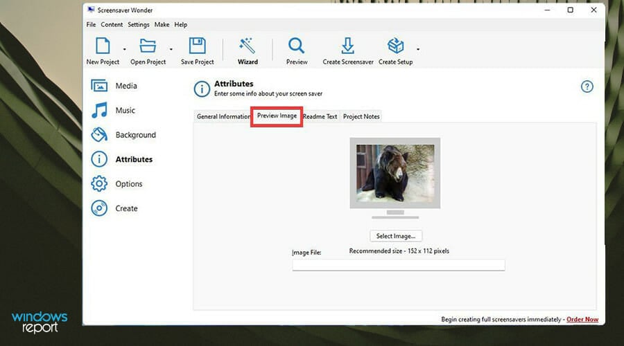 Выбор изображения-превью для заставки