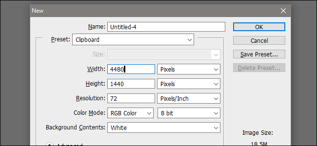 Пустой холст в редакторе, готовый для размещения двух изображений