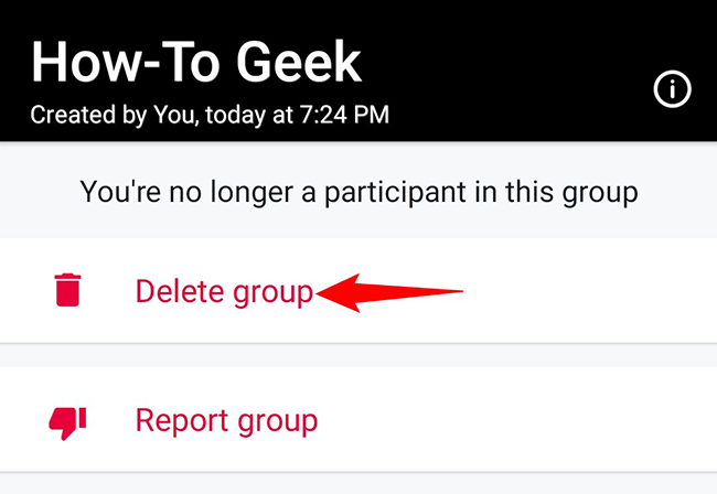 Выберите опцию Удалить группу.