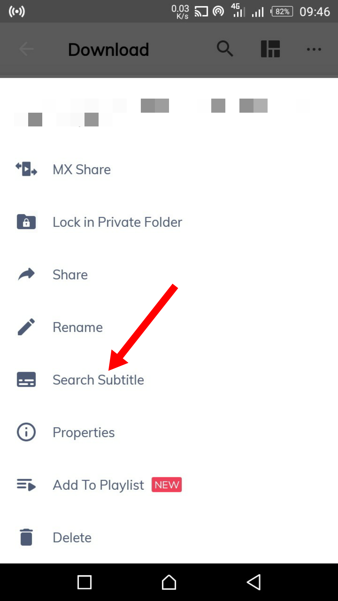 Результаты поиска субтитров в MX Player