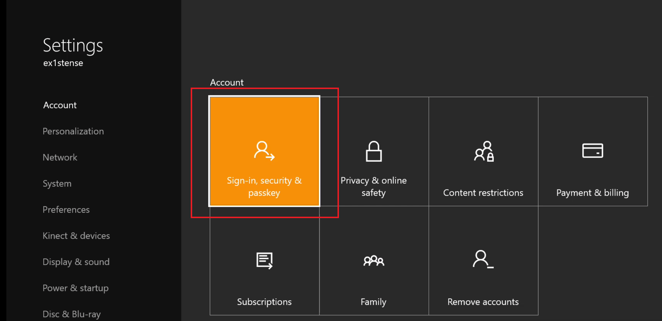 Экран аккаунта: раздел 