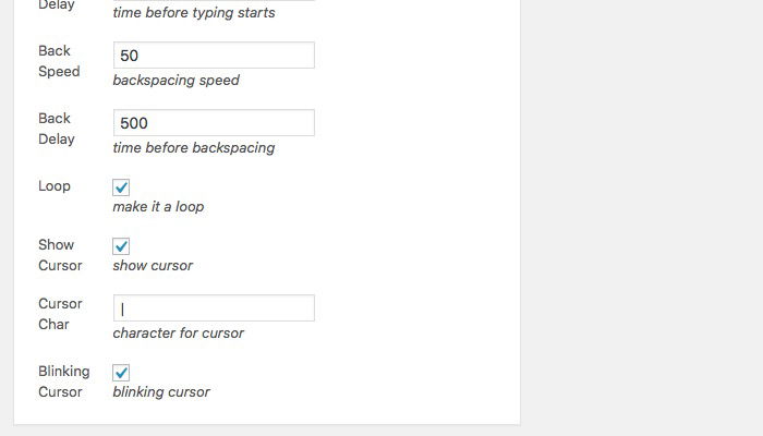 Настройки скорости, задержек и курсора в Typed Js