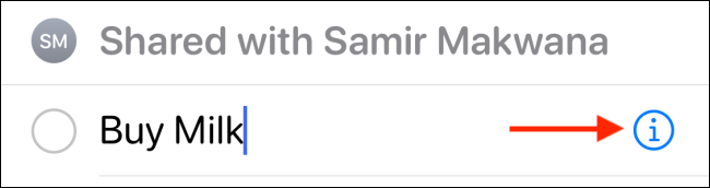 Нажмите значок информации рядом с напоминанием