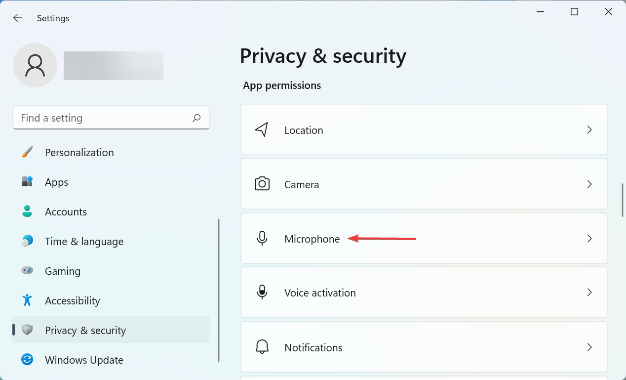 Секция настроек Windows — Микрофон в разрешениях приложений