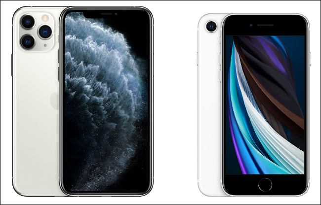 iPhone 11 Pro with iPhone SE 2