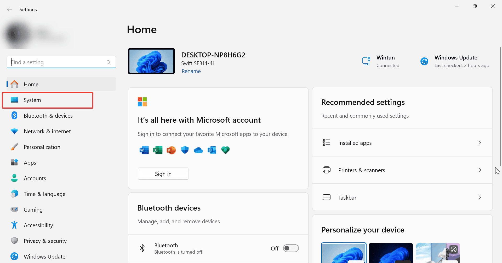 Параметры Система