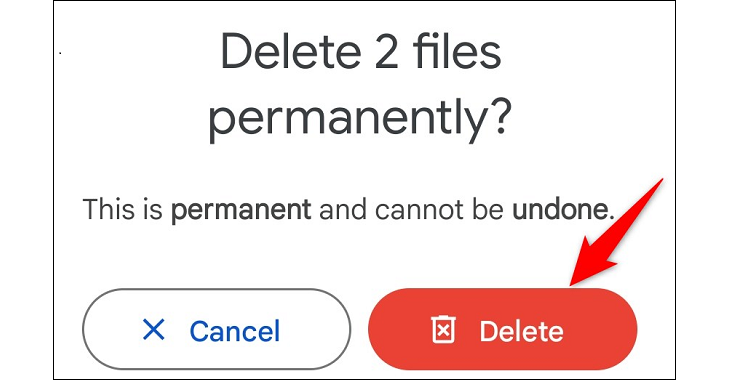 Стрелка у кнопки удаления
