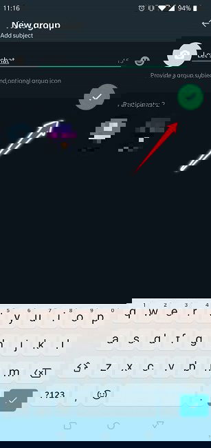 Android WhatsApp: ввод названия группы