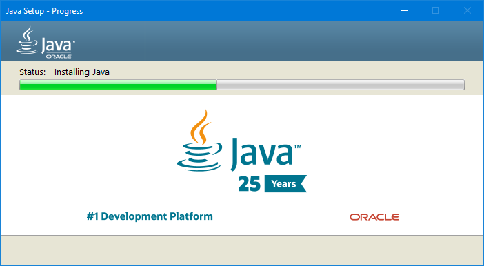 Установка Java на Windows — окно установки