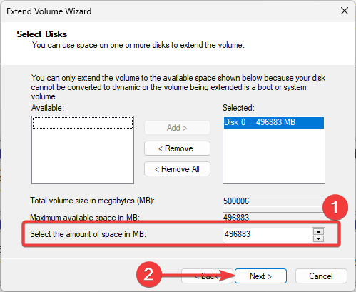 Подтверждение расширения тома