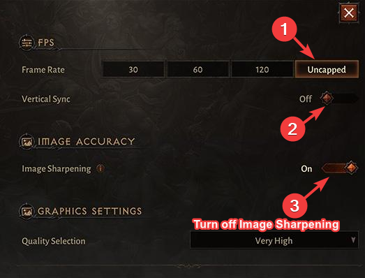 Параметры графики Diablo Immortal: частота кадров и вертикальная синхронизация