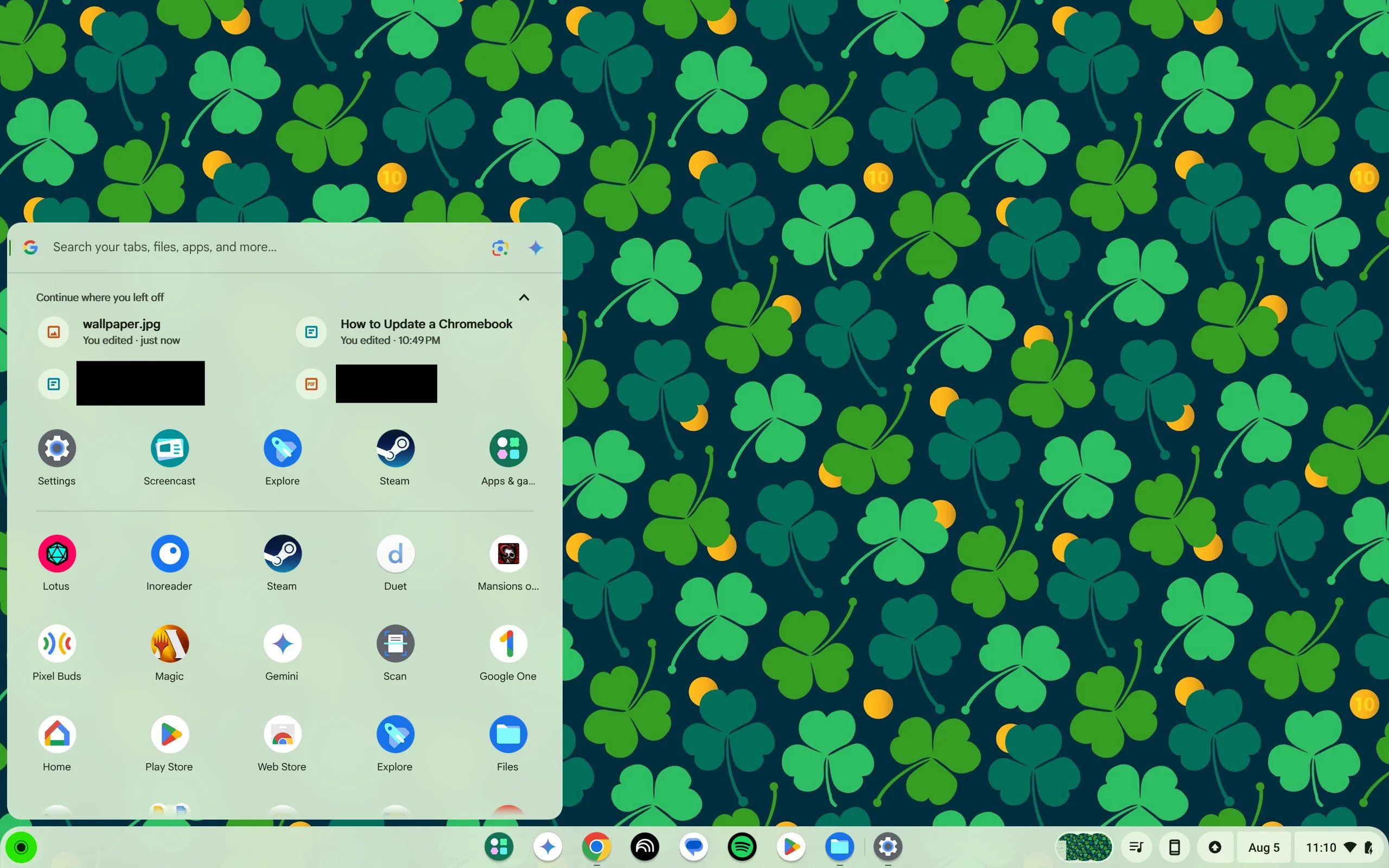 Opening the Launcher on a Chromebook