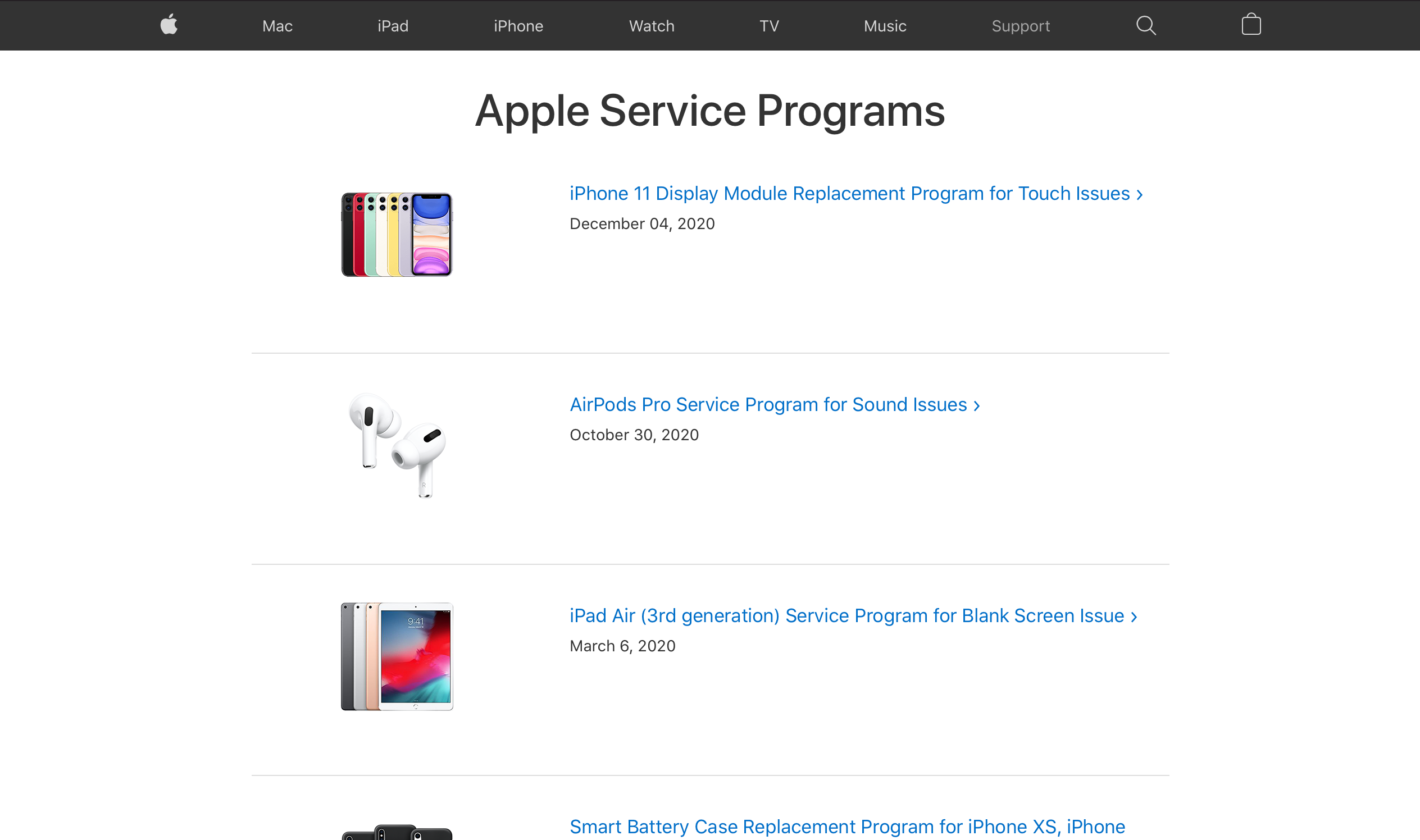 Список отзывов Apple