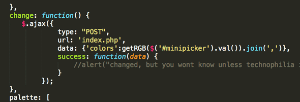Пользователь выбирает цвет, AJAX обновляет LED.txt
