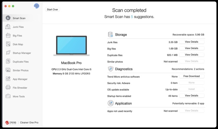 Анализ результатов Smart Scan — детализированная разбивка по категориям