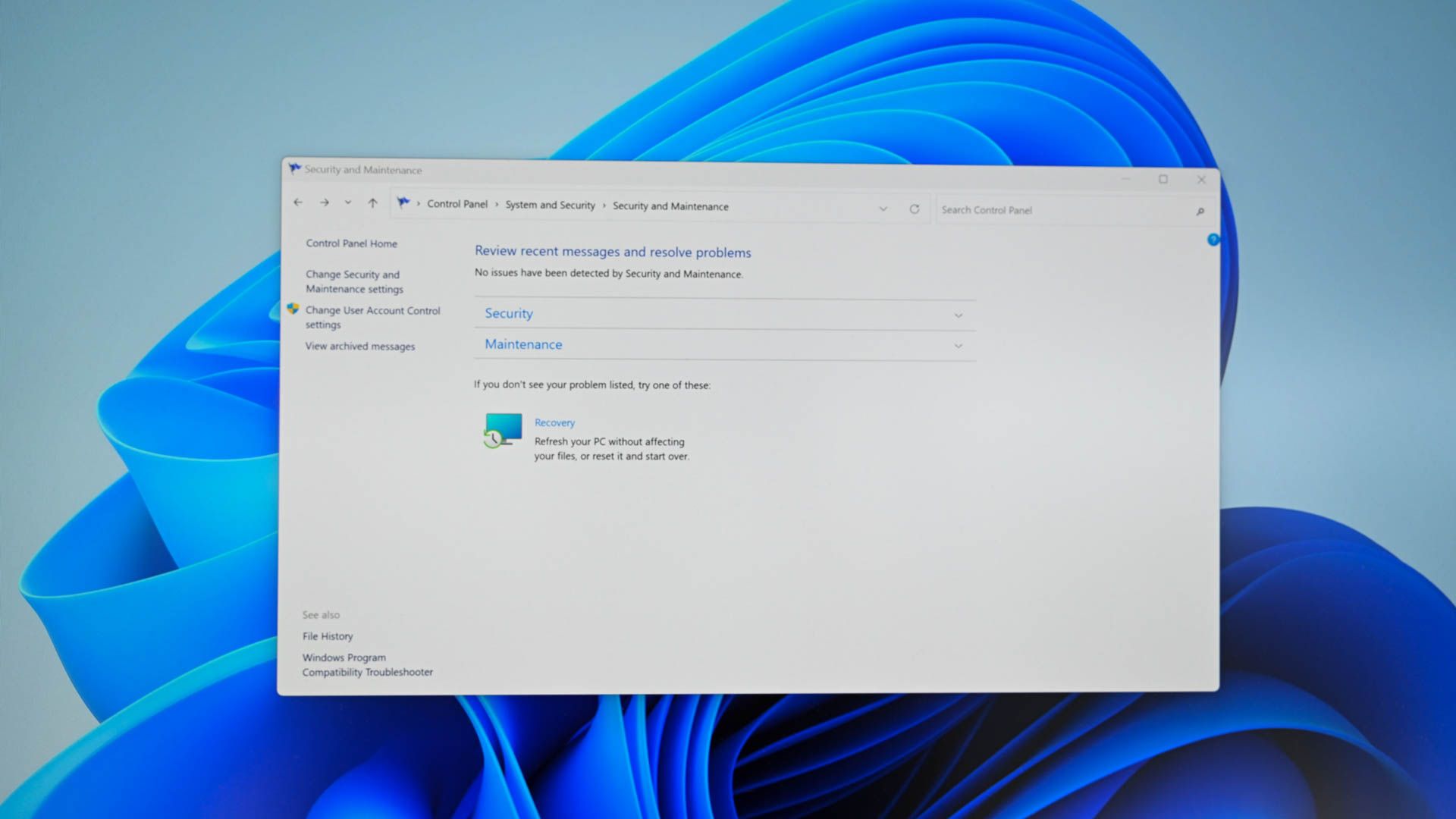 Открыть Панель управления в Windows 11