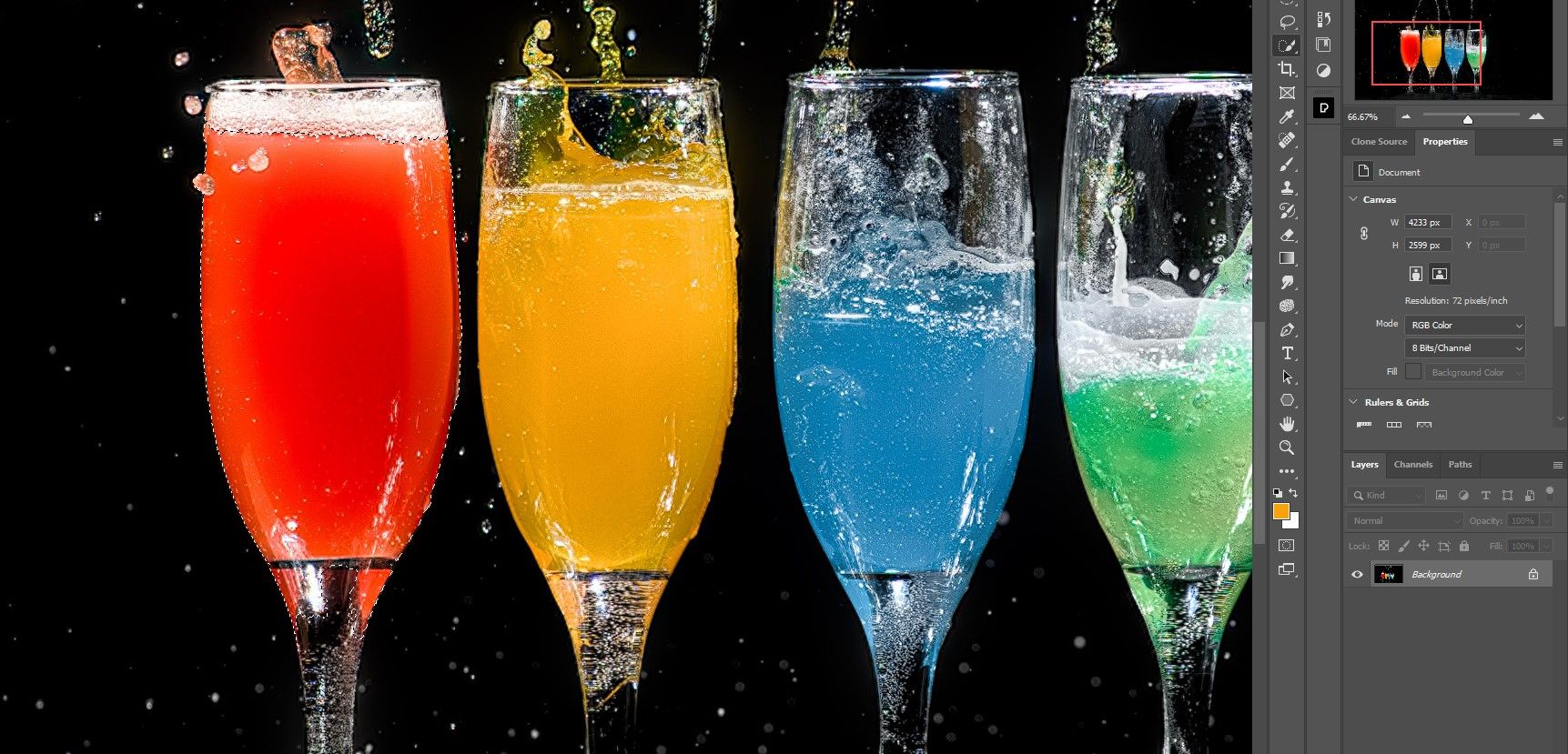 Шаг 2: Выделите область с красным стеклом