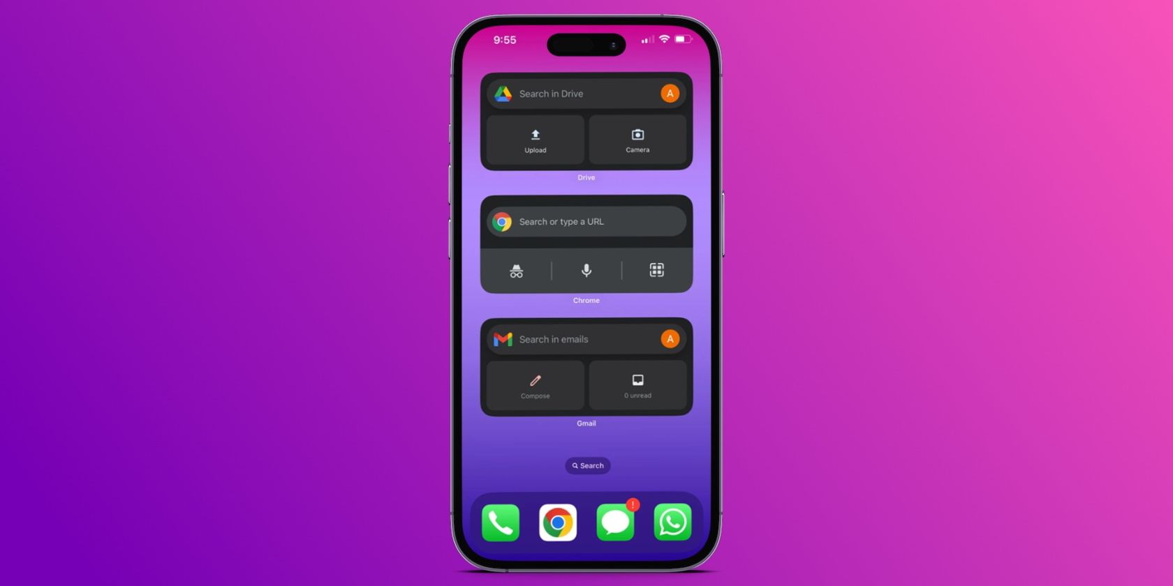 Добавить виджеты Google на iPhone