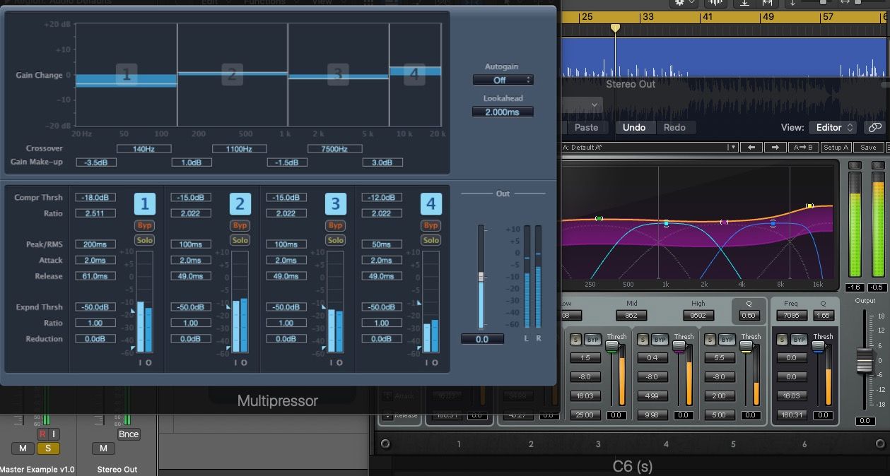 Two multiband compressors shown as an example in Logic Pro