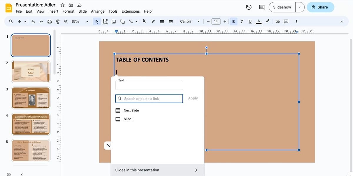 Диалог ссылки: Слайды в этой презентации