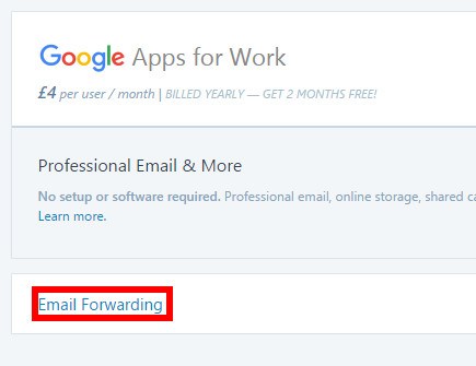 Скриншот выбора Перенаправления электронной почты в настройках домена