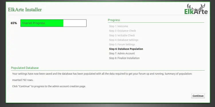 Уведомление о завершении шагов установки