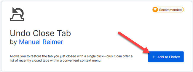 Кнопка Добавить в Firefox на странице расширения