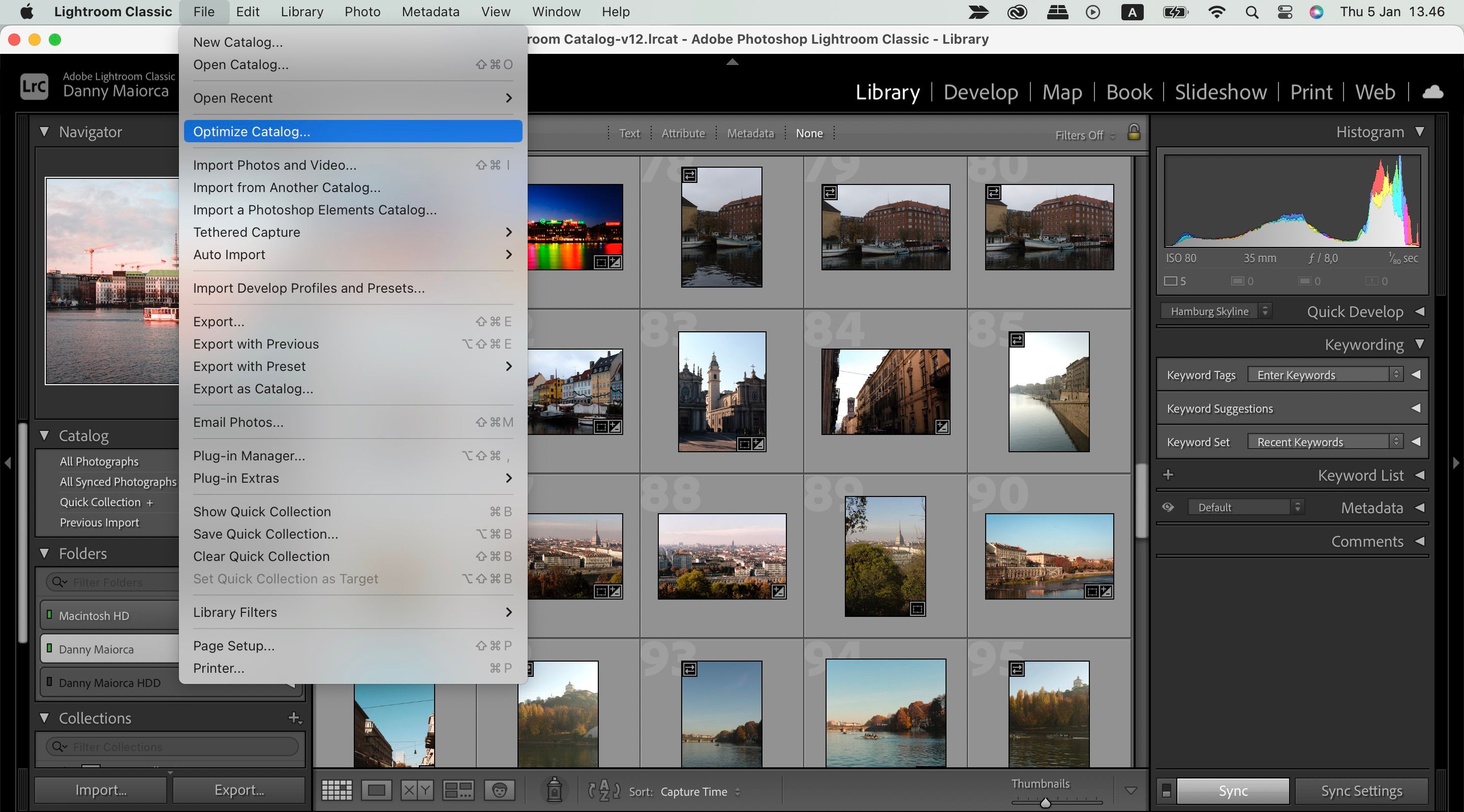 Оптимизация каталога Lightroom