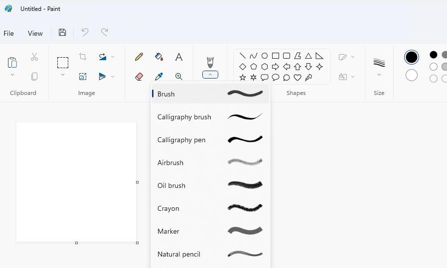 Кнопка Brushes в Paint