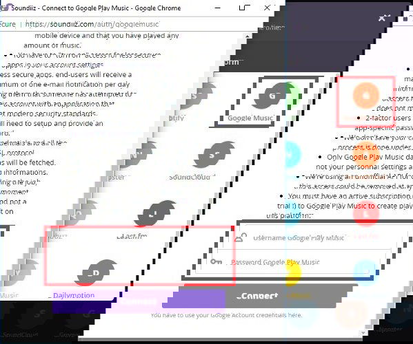 Веб-интерфейс Soundiiz с выбором платформ и плейлистов